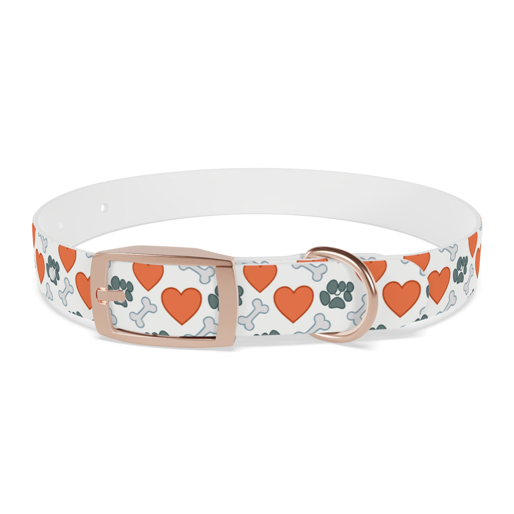 Dog Collar — Heart, Paw & Bone Pattern Collar