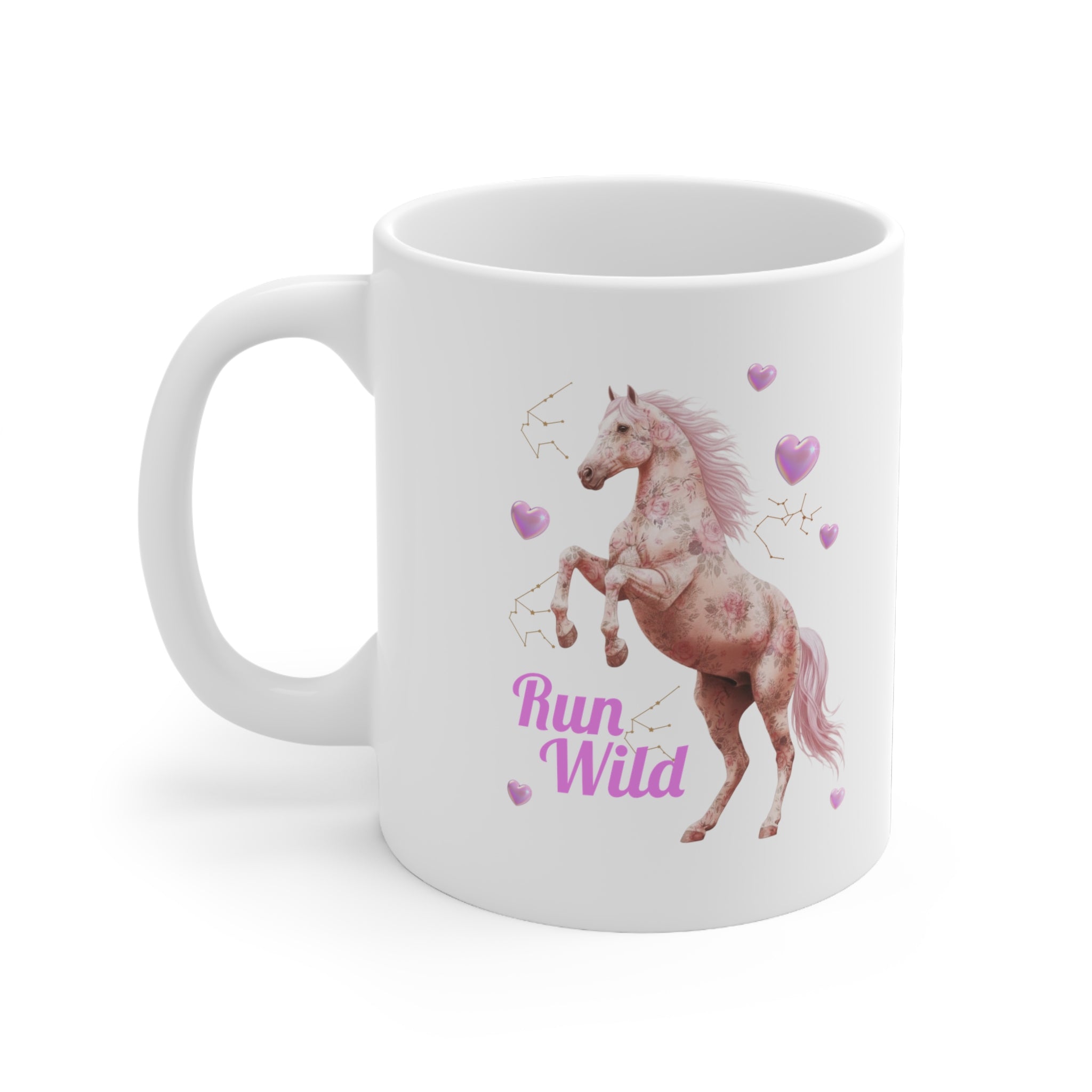 Run Wild Unicorn Mug — Pink Horse Ceramic Coffee Cup, Cute Magical Gift