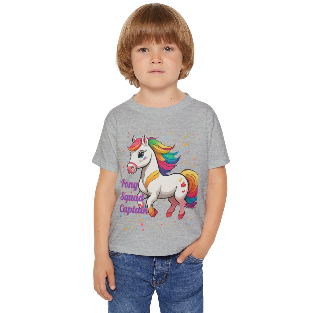 Pony Squad Captain Toddler T-shirt | Rainbow Unicorn Kids Tee