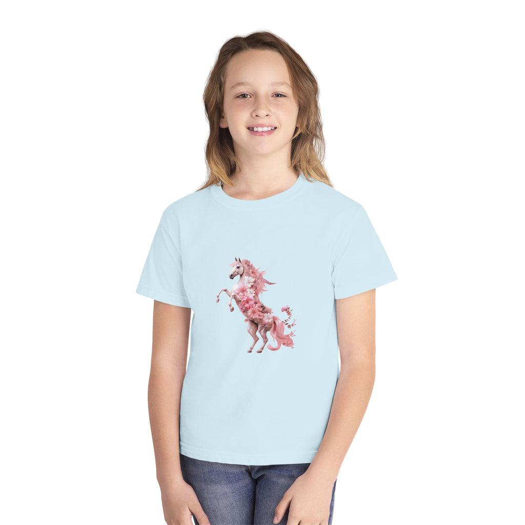 Kids Unicorn Flower Power T-Shirt in Pastel Shades for 3-14 years | Personalizable