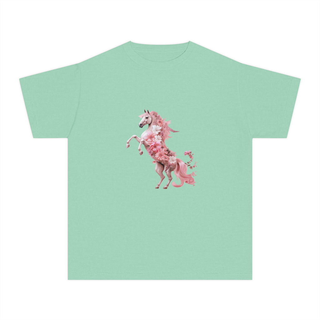 Kids Unicorn Flower Power T-Shirt in Pastel Shades for 3-14 years | Personalizable