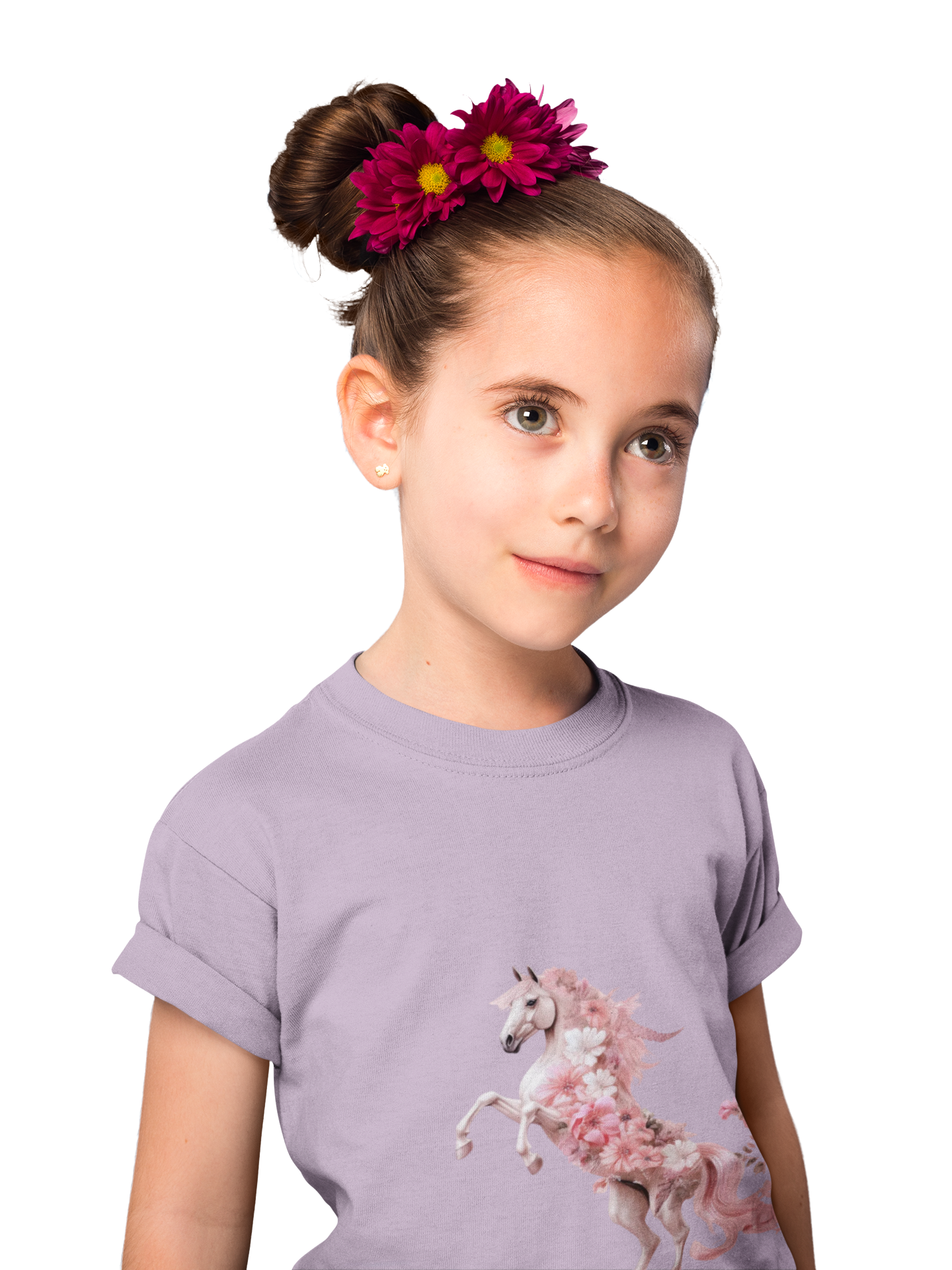 Kids Unicorn Flower Power T-Shirt in Pastel Shades for 3-14 years | Personalizable