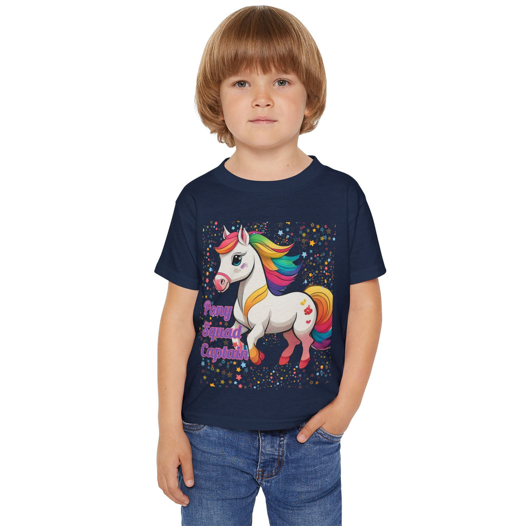 Pony Squad Captain Toddler T-shirt | Rainbow Unicorn Kids Tee