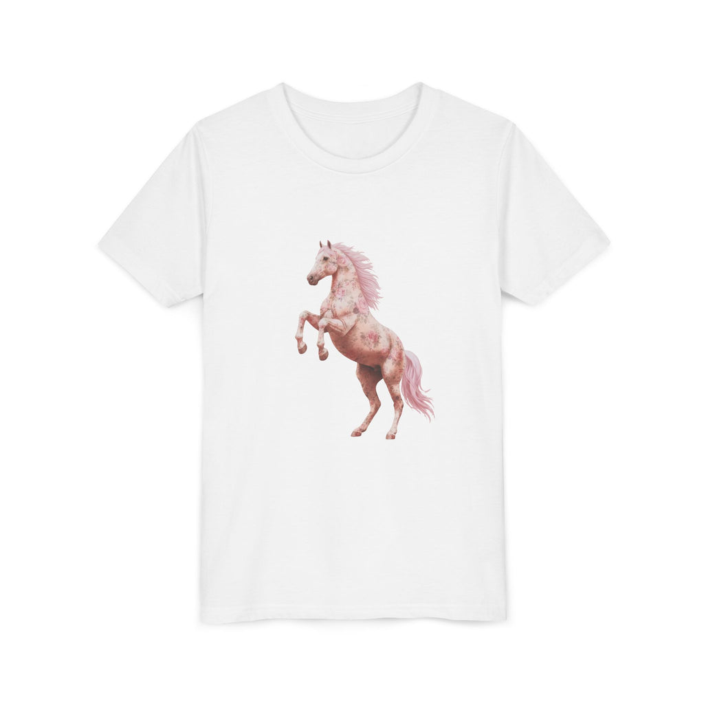 Pink Rearing Unicorn White Tee for 8-12 years | Magical Horse, Pastel Fantasy Shirt