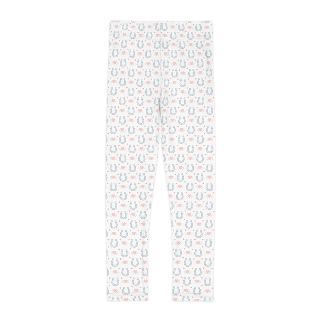 Kids Leggings - Cutest Horseshoe & Hearts Design for Pony Loving Kids