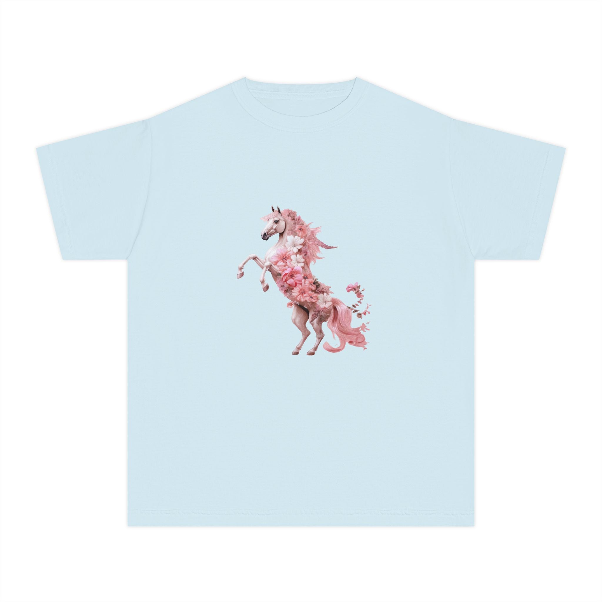 Kids Unicorn Flower Power T-Shirt in Pastel Shades for 3-14 years | Personalizable