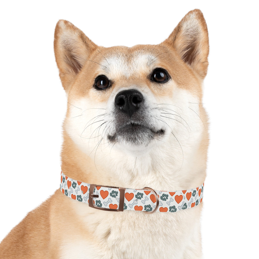 Dog Collar — Heart, Paw & Bone Pattern Collar