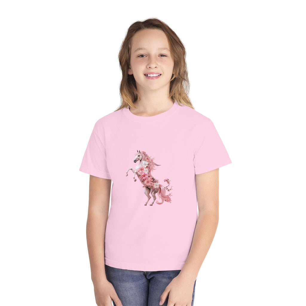 Kids Unicorn Flower Power T-Shirt in Pastel Shades for 3-14 years | Personalizable