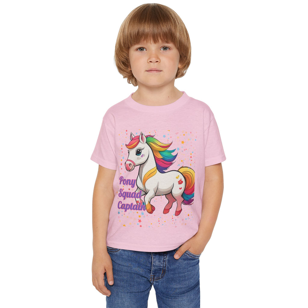Pony Squad Captain Toddler T-shirt | Rainbow Unicorn Kids Tee