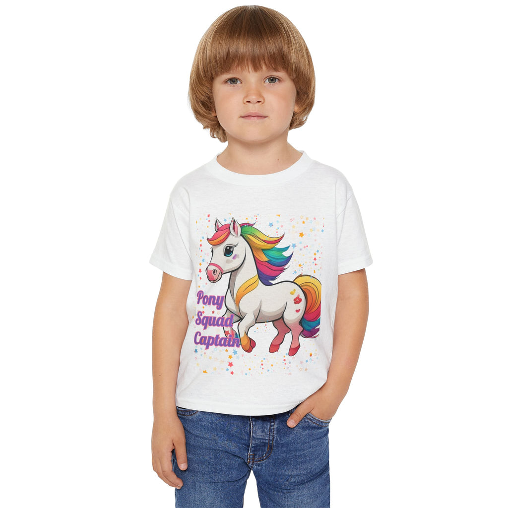 Pony Squad Captain Toddler T-shirt | Rainbow Unicorn Kids Tee