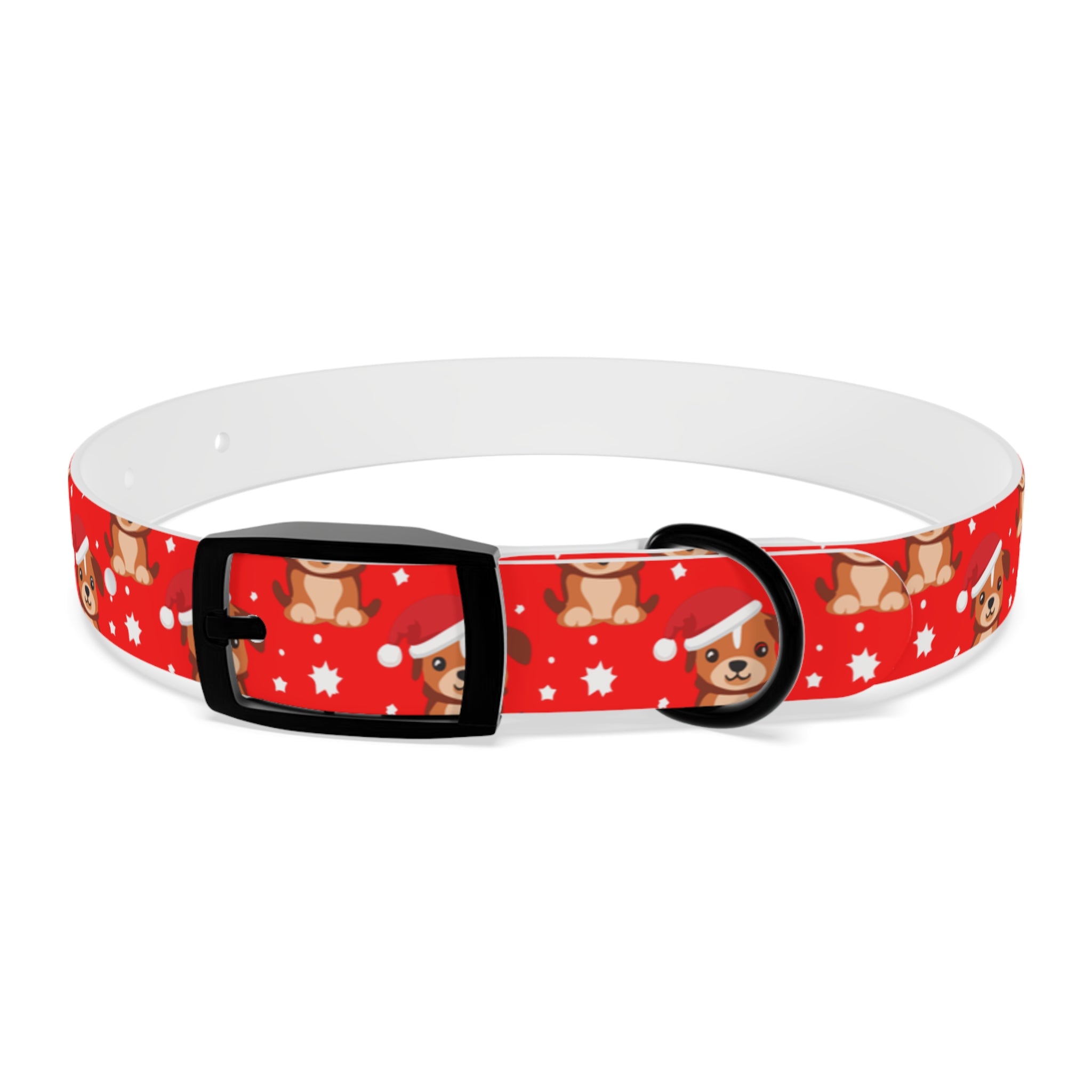 Personalizable Christmas Pup Dog Collar – Festive Red Santa Hat Puppy Pattern