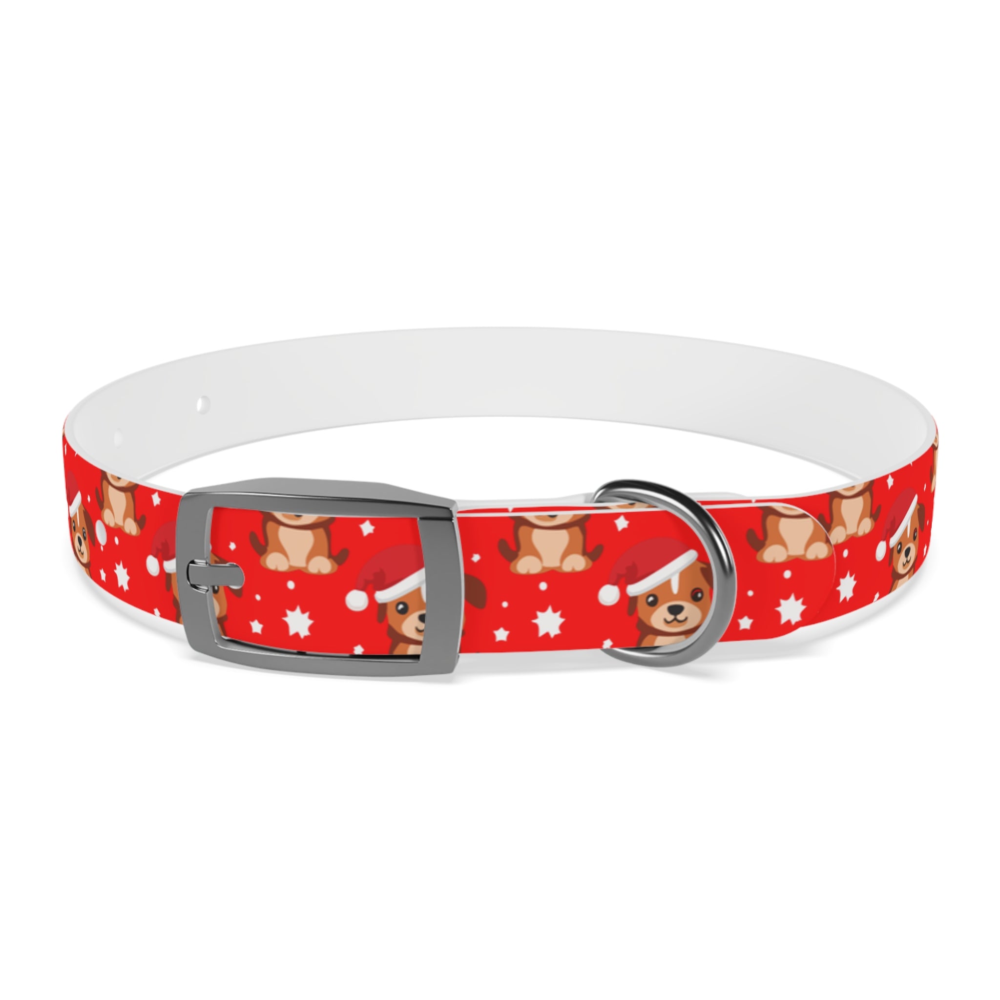 Personalizable Christmas Pup Dog Collar – Festive Red Santa Hat Puppy Pattern