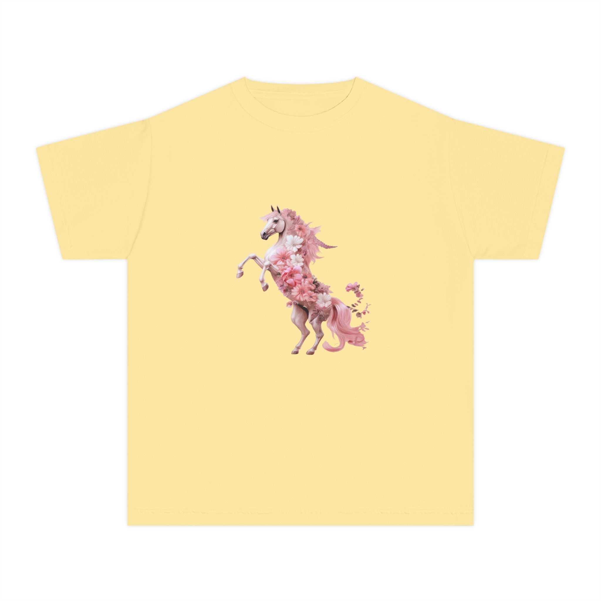 Kids Unicorn Flower Power T-Shirt in Pastel Shades for 3-14 years | Personalizable
