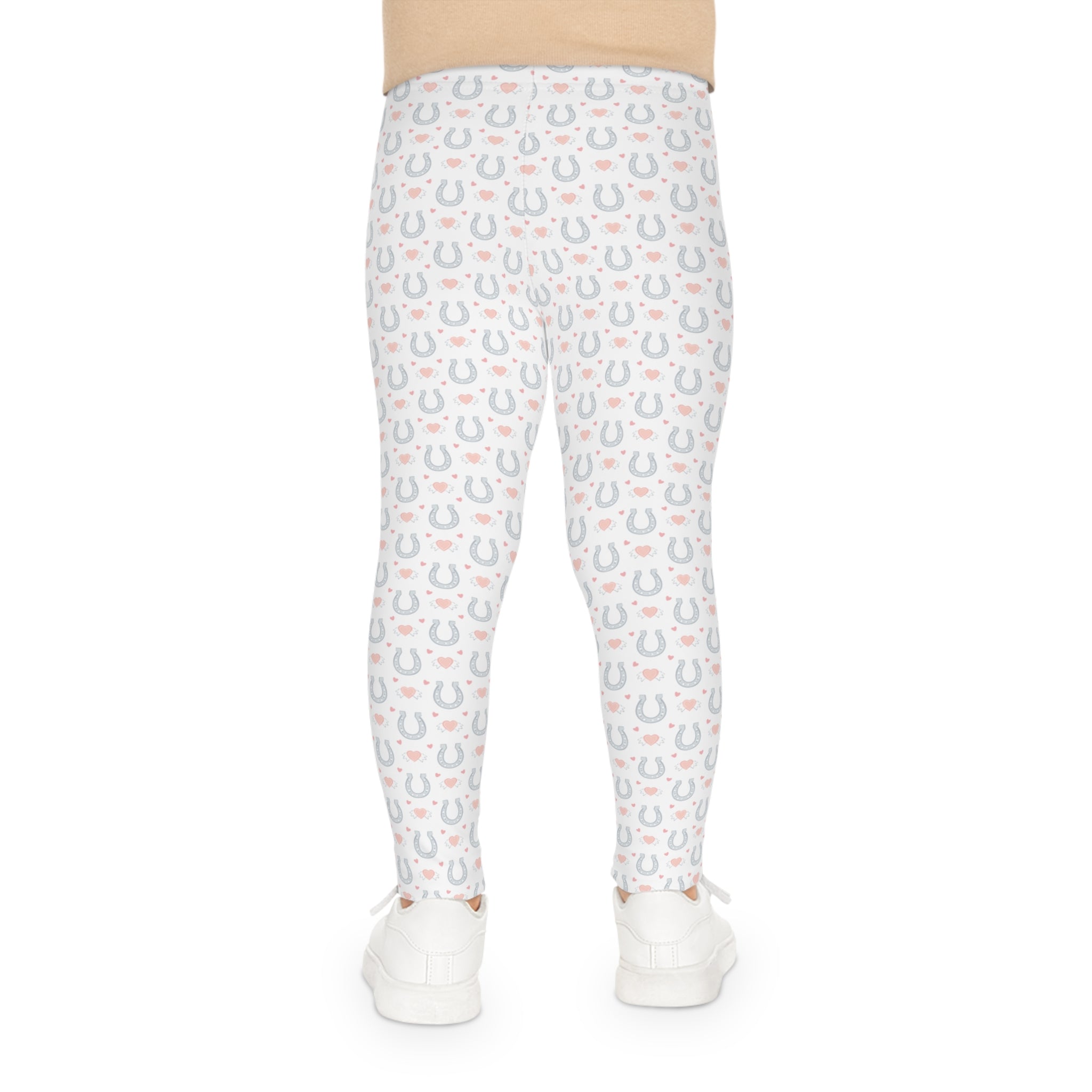 Kids Leggings - Cutest Horseshoe & Hearts Design for Pony Loving Kids